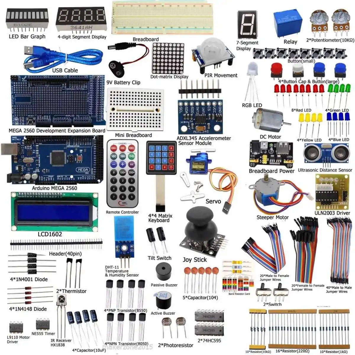 DIY электрический блок конечный стартовый набор для Arduino MEGA 2560 1602 lcd Серводвигатель светодиодный релейный RTC электронный комплект