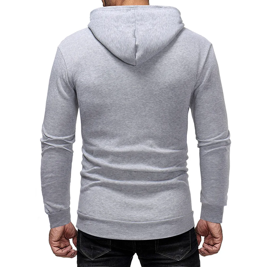 JAYCOSIN men's autumn and winter hooded fleece printing solid color zipper jersey top pants suit sports