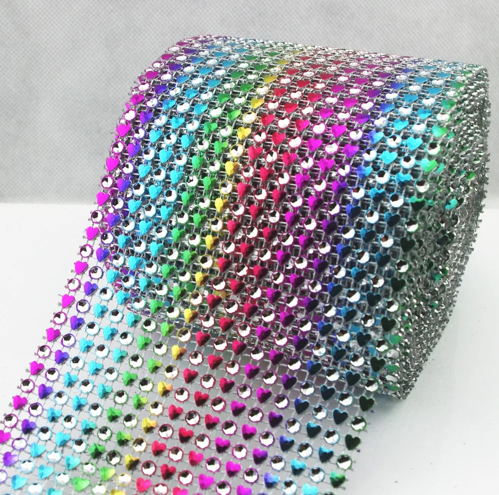 18 рядов сердце горный хрусталь сетка лента Радуга Диамант Свадебные бегуны для