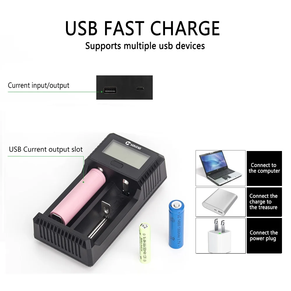 Умное зарядное устройство для аккумуляторов с ЖК-дисплеем USB зарядное устройство для 26650 22650 18650 18500 18350 17670 14500 литиевая батарея