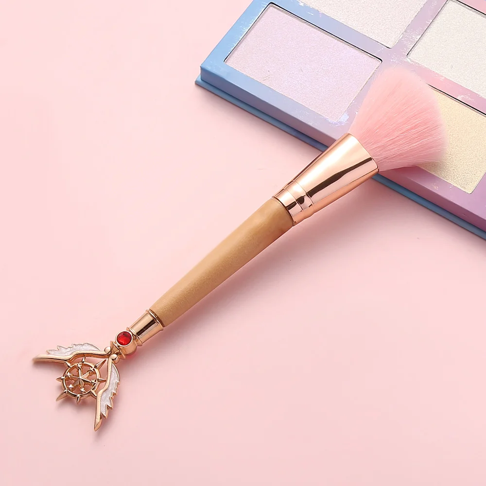 1 Beauty Cardcaptor Sakura дизайнерский светильник, Мягкие кисти с деревянными ручками, пудра, румяна, основа, кисть для лица, макияж, подарок для поклонников - Handle Color: 1