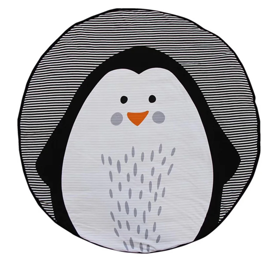 Penguin 1 шт., 90*90 см, мягкие коврики для новорожденных, хлопок, одеяло для ползания, игр на открытом воздухе, круглые ковры для детской комнаты с мультяшными животными - Цвет: Penguin