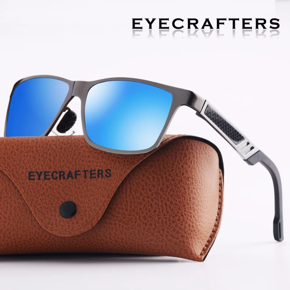 Мужские зеркальные солнцезащитные очки Eyecrafters коричневые дизайнерские