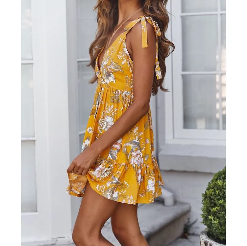 Женское богемное Платье на шнуровке с глубоким v образным вырезом и открытой