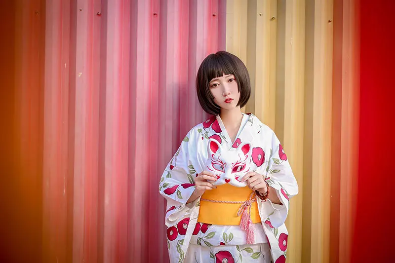 Red Camellia Pure Cotton Japanese Formal Kimono Set | Тематическая одежда и униформа