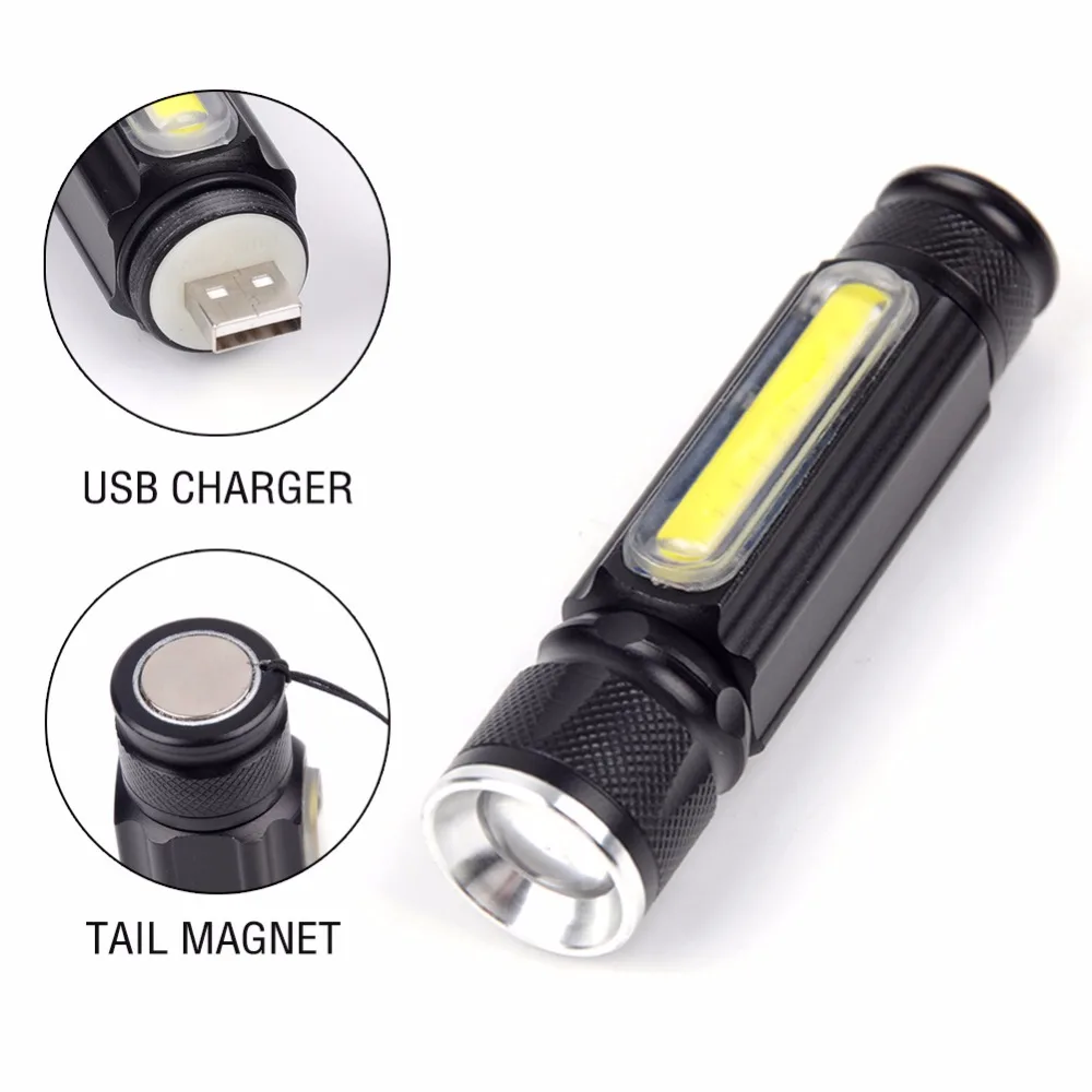 Масштабируемый Портативный USB T6 COB светодиодный фонарик лм перезаряжаемый