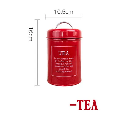 Red TEA Кухонная герметичная железная коробка для чая, кофе, сахара, банки для хранения, Скандинавия, конфеты, круглая металлическая герметичная банка, контейнер для сухого молока, бутылка - Цвет: Red TEA
