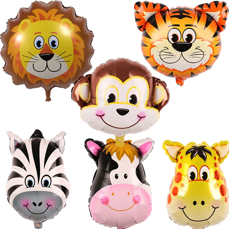 

20pcs Large tiger deer animals head balloons lion head inflatable air globos animal theme birthday party decorations kids