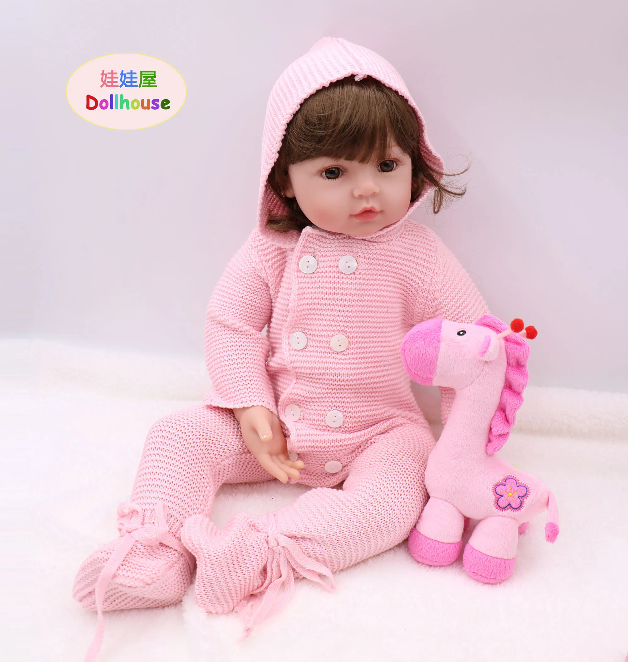 Dollhouse24in 60 см Новое Поступление Имитация новорожденной девочки с плюшевой
