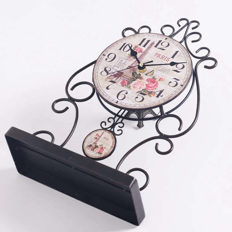 Новинка Эйфелева Башня Настольные Часы Старинные Деревянные С Маятником Немой
