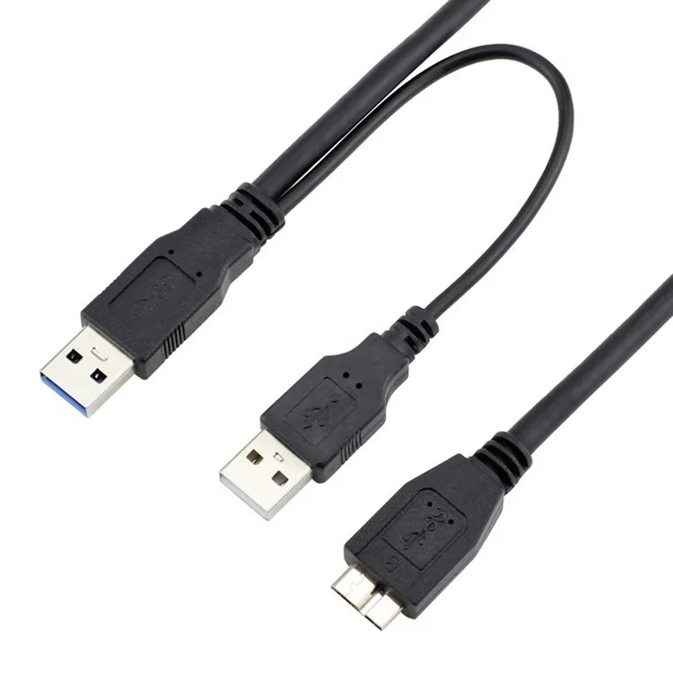 Двойной Кабель USB 3 0 A Male Micro B Y с дополнительным питанием от для мобильного HDD 60