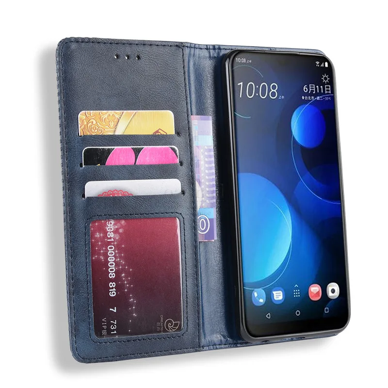 Для HTC Desire 19 + Чехол книжка кошелек винтажный Тонкий Магнитный кожаный флип чехол