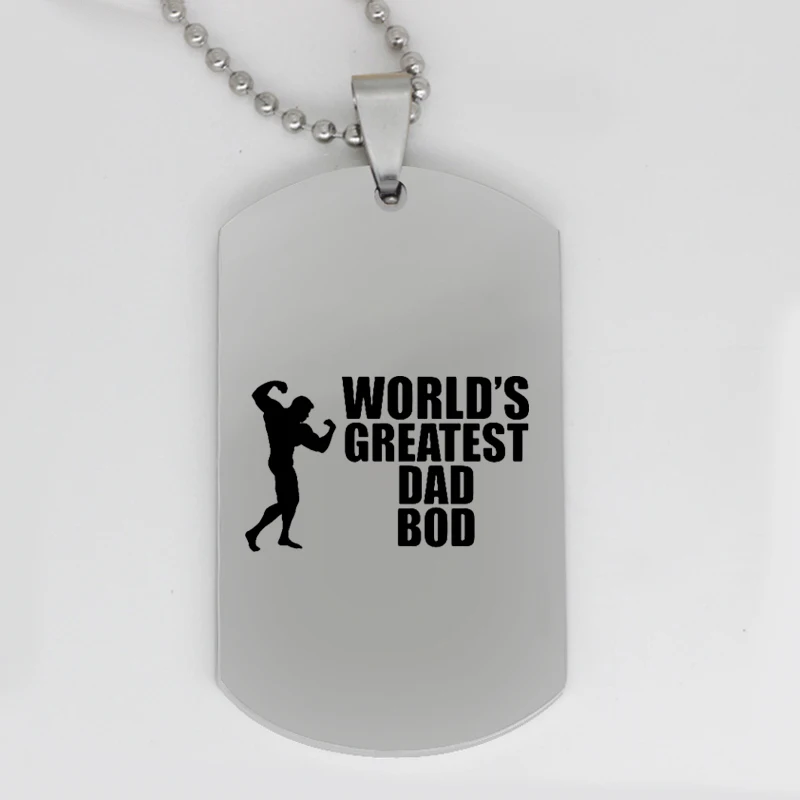 

Ufine jewelry dad gift pendant army card world's greatest dad bod stainless steel customed necklace N4362