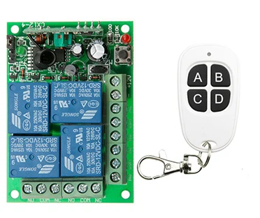 Синий DC12V 24V 4CH 4 CH Беспроводной RF пульт дистанционного управления светильник 10A релейный выход радиоприемник Модуль+ передатчик - Цвет: Синий