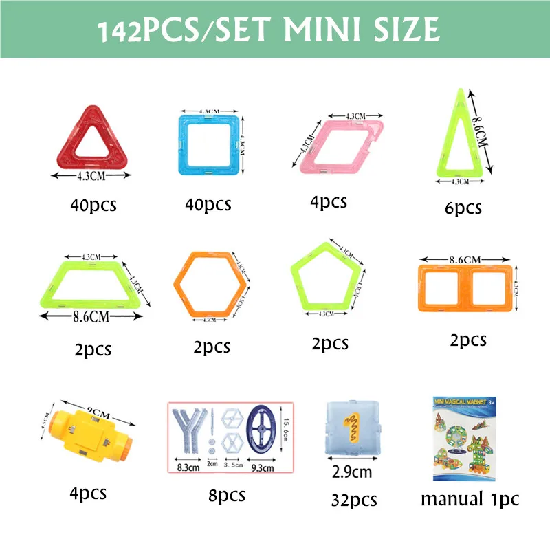 MylitDear 142 шт. 3 разных стиля DIY магнитные Строительные блоки мини дизайнер Обучающие