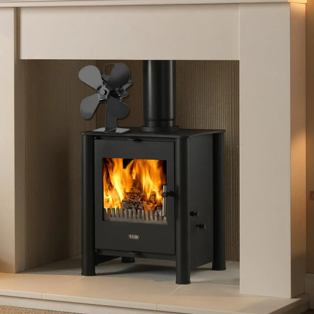 Новый стиль 4 лопасти с тепловым питанием Эко Плита вентилятор камин огнеупорный