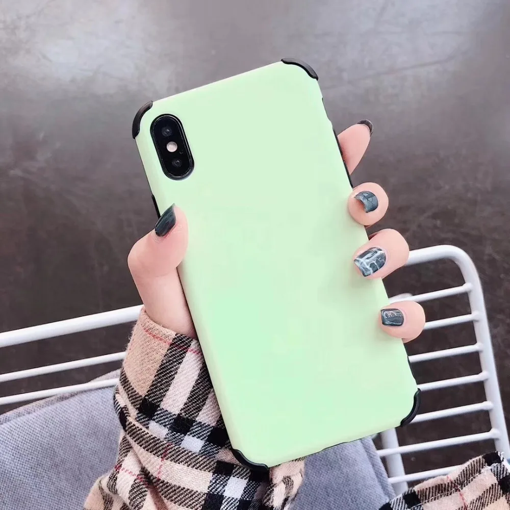 Case For iPhone Xr X Xs Max Cover Korean Candy Color Soft Silicone Shockproof Phone Cases 7 8 Plus 6S Coque |