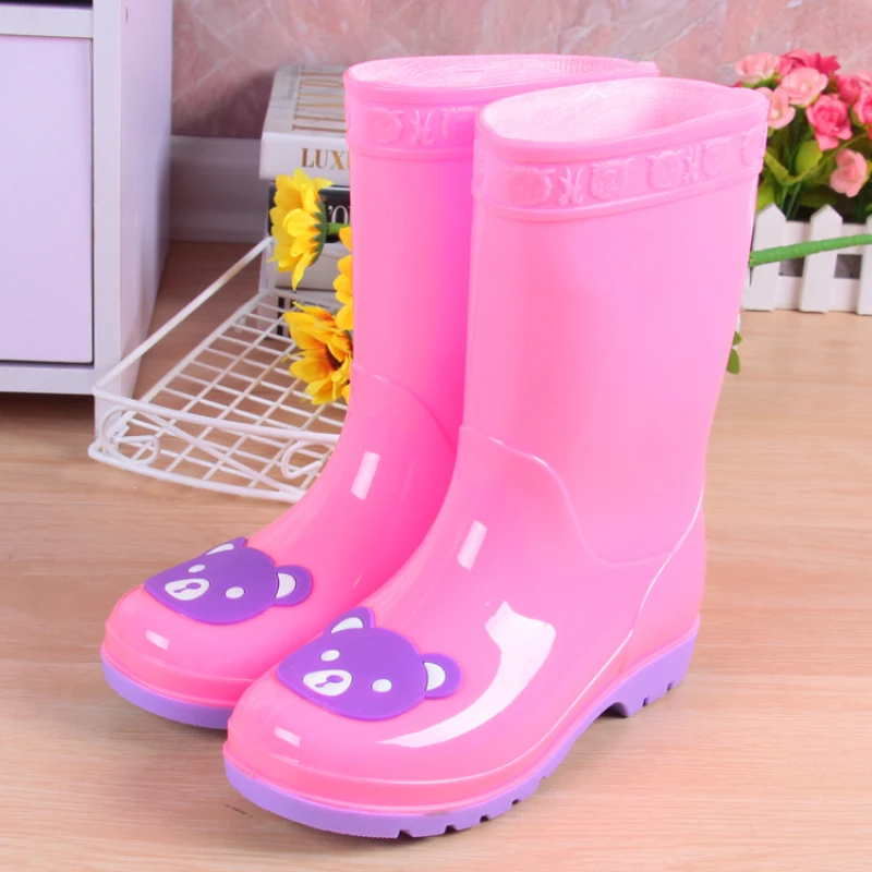 

2018 Children Frog Cartoon Rainboots Kids Antiskid Wellies with Cotton Velvet Lining Boys Girls Spring Winter Warm Rain Boots