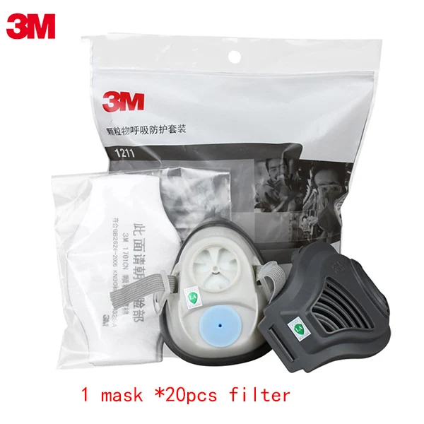 1 mask 20pcs filter 3 м 1211 Респиратор маска от химической Пыли для пыльцы туман газификации в промышленных зданиях - Цвет: 1 mask 20pcs filter