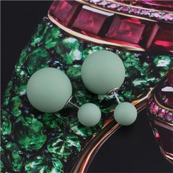 Green Btuamb, новинка, Длинные двухсторонние жемчужные серьги с большими шариками, простой стиль, карамельный цвет, резиновые серьги-гвоздики для женщин, аксессуары, бижутерия - Окраска металла: Green