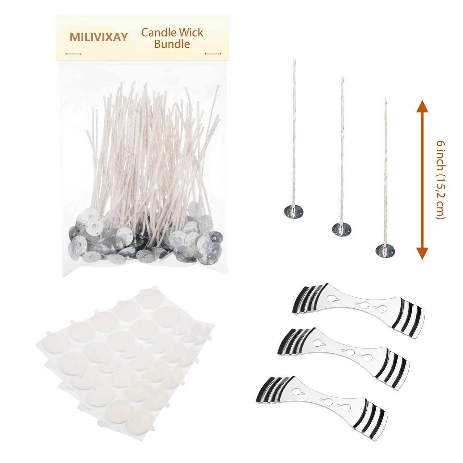 9cm candle wick MILIVIXAY Набор для изготовления свечей 50 шт. фитили для свечей+ 50 шт. фитиль-наклейки+ 3 шт. фитиль-Держатели DIY аксессуары для изготовления свечей - Цвет: 9cm candle wick