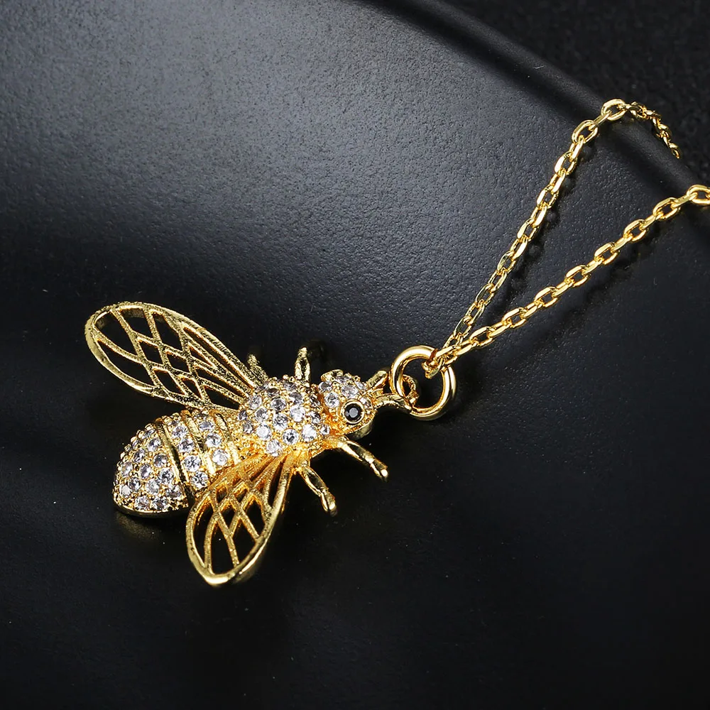 Милые золотые пчелиные насекомые кулон и ожерелье Трендовое Новое поступление