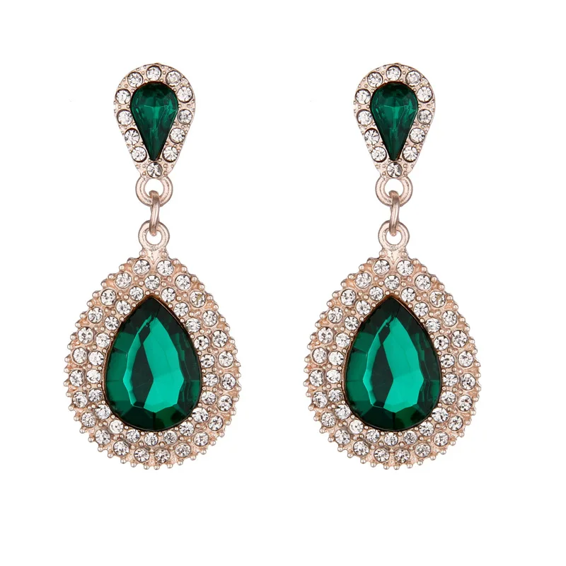 

Palace Retro Luxulite Full Drilling Water Drop Rhinestones Female Earrings Sweet Earrings Long Earrings Crystal Earrings