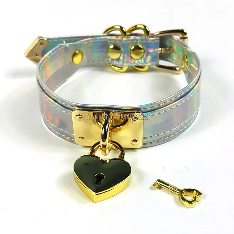 Ручная работа панк готический голографический чокер замок с медальоном Лазерная