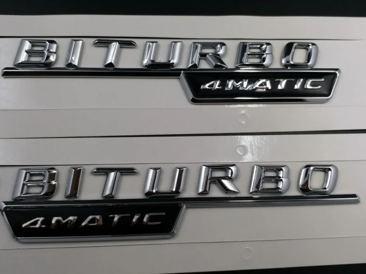 Матовый черный хром Turbo 4matic Biturbo 4matic+ эмблема на КРЫЛО боковой Supercharge логотип для автомобильного стайлинга Стикеры для Mercedes Benz
