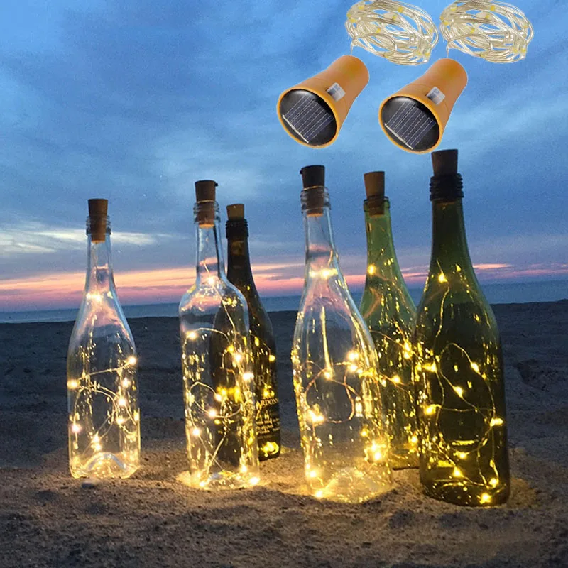 

BEIAIDI 10 шт. 1 м 10LED Солнечная медная проволока светодиодная гирлянда пробка для бутылки сказочная световая гирлянда для свадебной вечеринки н...