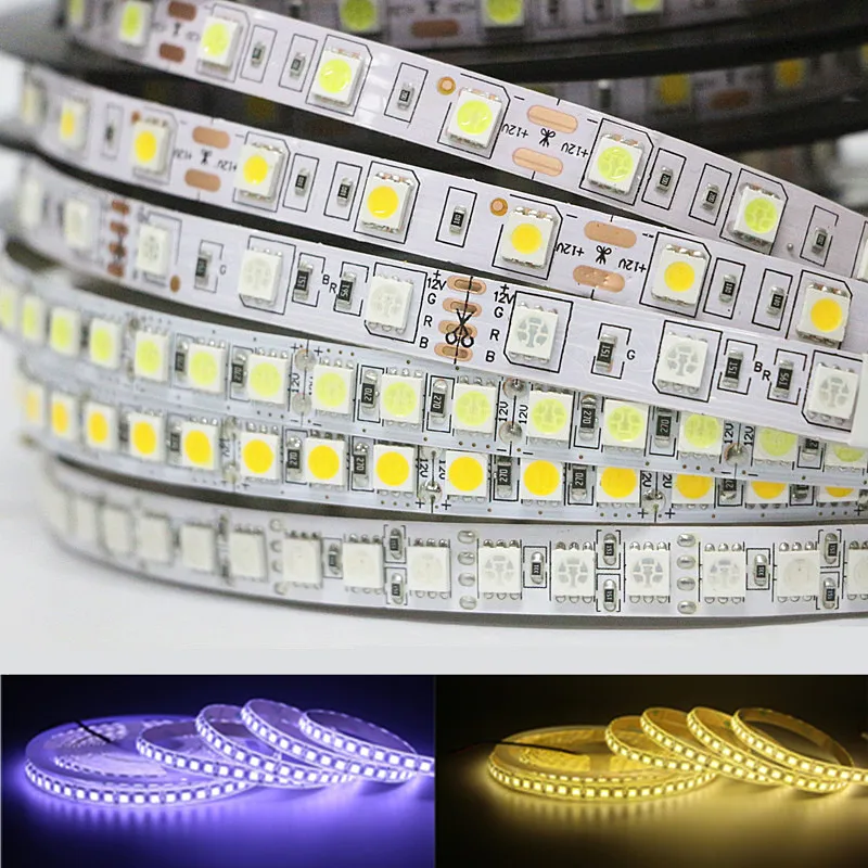 DC12V 5050 RGB Светодиодная лента 60 светодиодов/м 5 м 300led 600led супер яркая SMD5050 гибкая