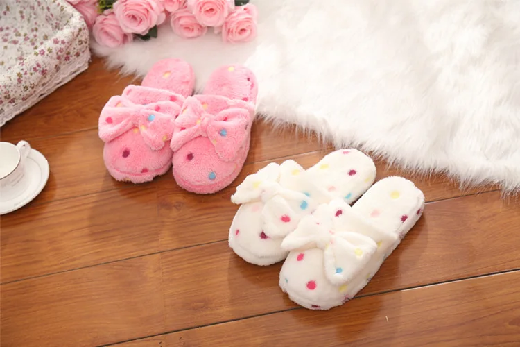Домашние тапочки; Прямая поставка с фабрики; Pantufas; тапочки с большим бантом; женские зимние теплые тапочки из хлопчатобумажной ткани; домашняя обувь