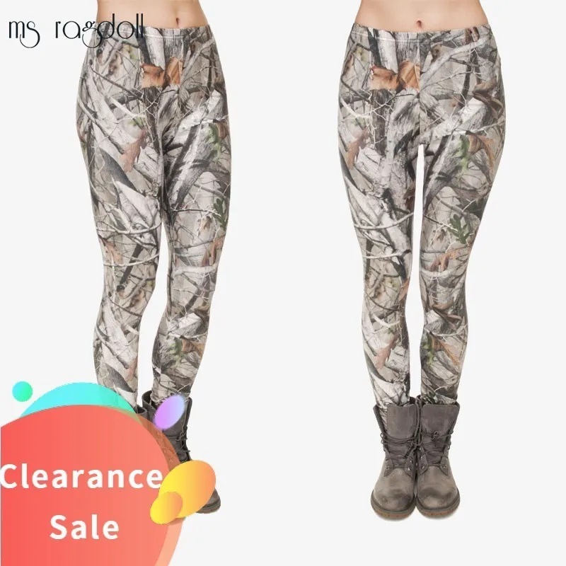 Модные леггинсы с принтом листьев Mujer обтягивающие для фитнеса высокой талией