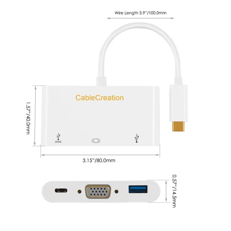 Адаптер USB Type-C (совместим с Thunderbolt 3) к VGA + 3 0 | Электроника