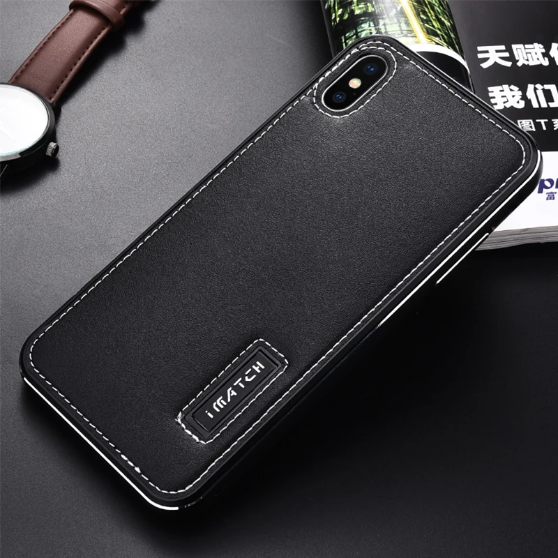 Металлический чехол iMatch для iPhone XS MAX, чехол из натуральной кожи для iPhone X XS MAX, Алюминиевый металлический бампер, задняя крышка