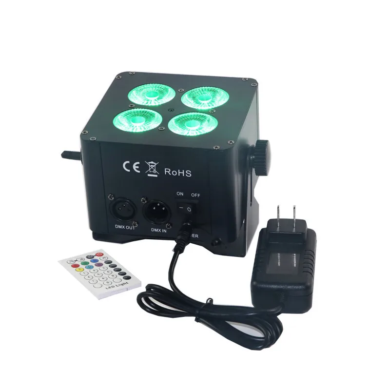 Черный цвет dj Мини par led батарея 4led 18 Вт мини беспроводной DMX свет с ИК пультом