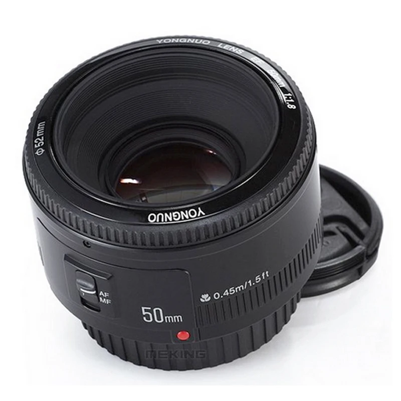 YONGNUO YN 50 мм объектив с фиксированным фокусом объектив EF 50 мм f/1.8 AF/MF линзы большой диафрагмой автофокус Объектив для Canon DSLR Камера