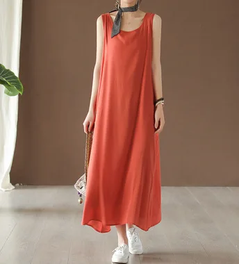 Платье женское свободного покроя повседневная Милая одежда без рукавов с