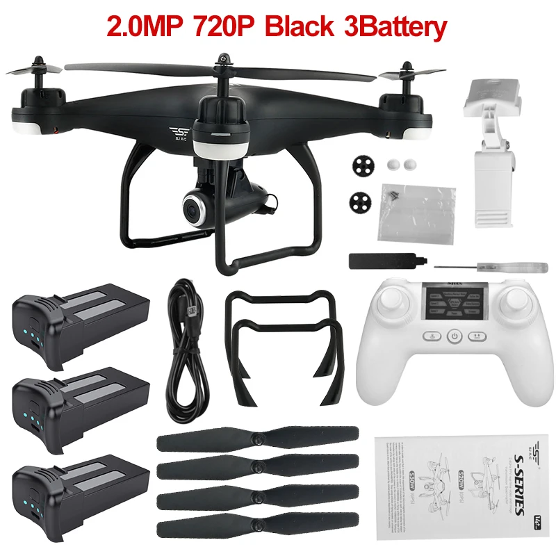 720P Black 3Battery S-SERIES S20W двойной gps динамический следить Wi-Fi FPV с 1080 P/720 P широкоугольная камера мульти батареи RC Дрон Квадрокоптер VS X21 - Цвет: 720P Black 3Battery