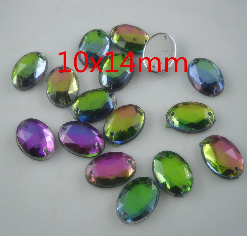 Нижнее отверстие шпиль Ограненный Овальный цветной акриловый кристалл серебро