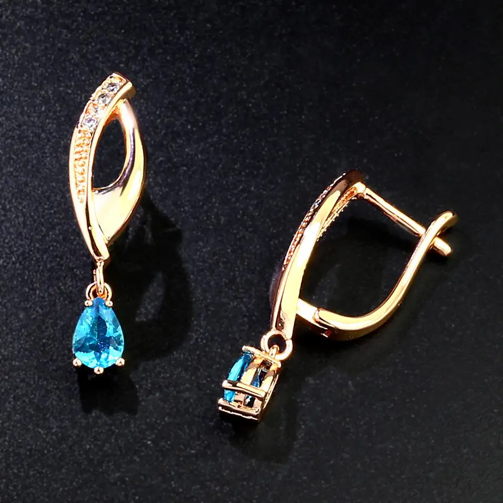 OCESRIO циркониевые золотые 585 серьги с камнями фианиты капли для женщин Модные