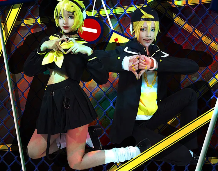 VOCALOID 2 Kagamine Rin/Len Косплей Костюм низший Превосходное платье униформа костюмы для Хэллоуина аниме одежда наряды COS