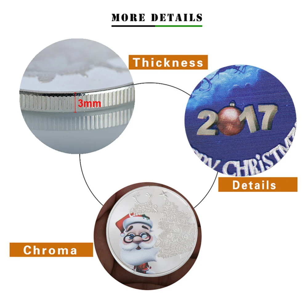 WR Санта Клаус Посеребренная металлическая монета рождественские подарки 2017