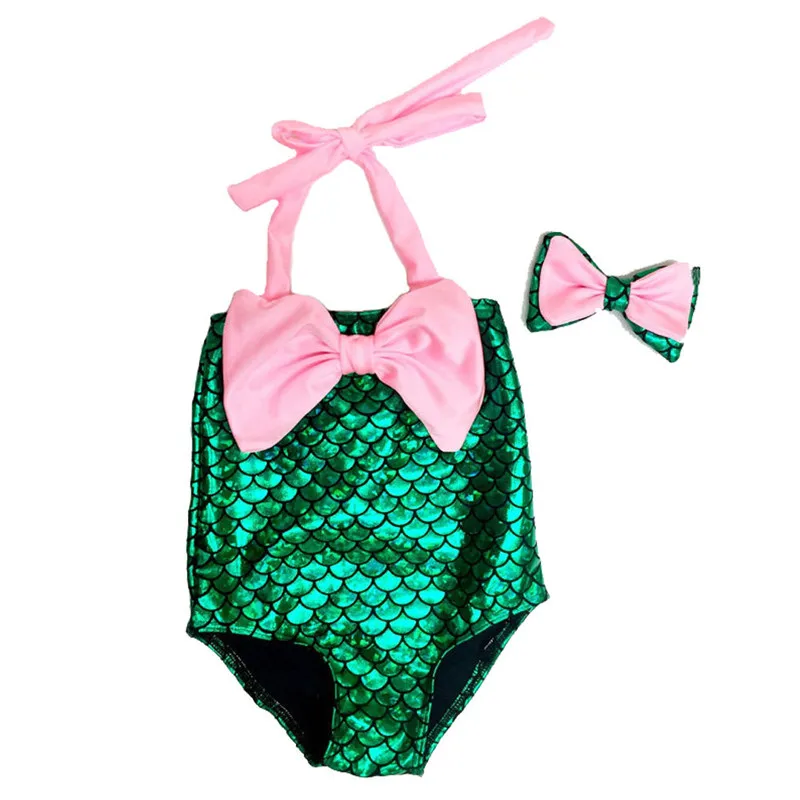 Цельнокроеные костюмы для маленьких девочек купальник бикини с бантом и