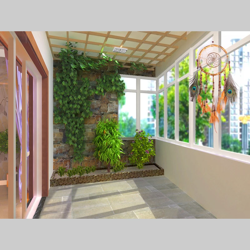 Ручная работа С принтом павлиньи перья Ловец снов бамбуковая круглая сеть