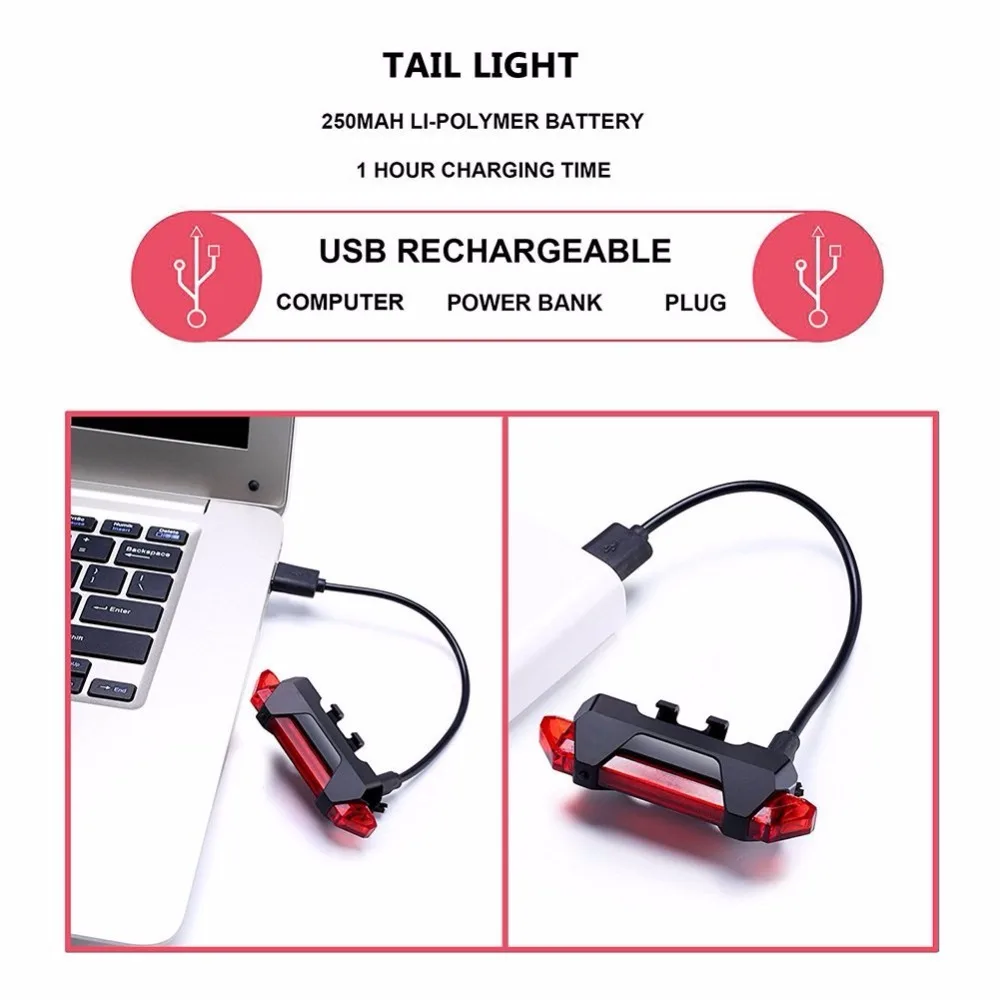 Велосипедный фонарь с зарядкой от USB 5 светодиодов 4 режима | Спорт и развлечения