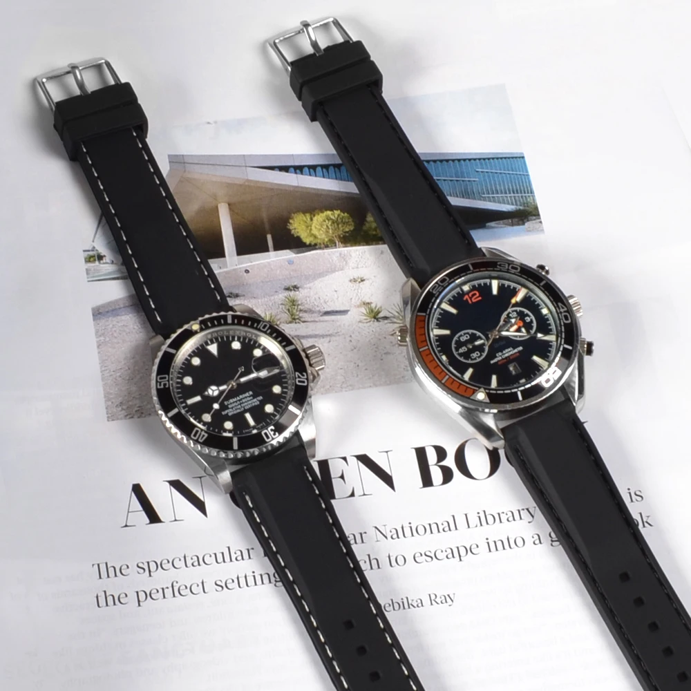 Ремешок резиновый водонепроницаемый для часов Seiko спортивный браслет дайвинга