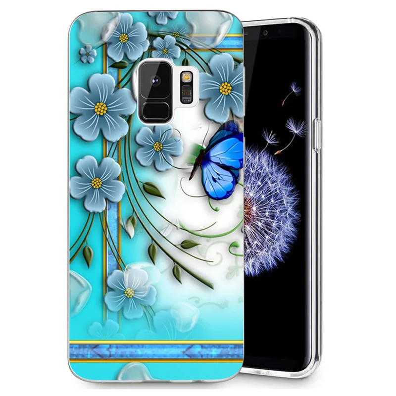 Чехол для Samsung Galaxy S3 S9 S9Plus S8 Plus S7 edge Note 8 TPU coast azure бабочка пейзаж Флора окрашенные