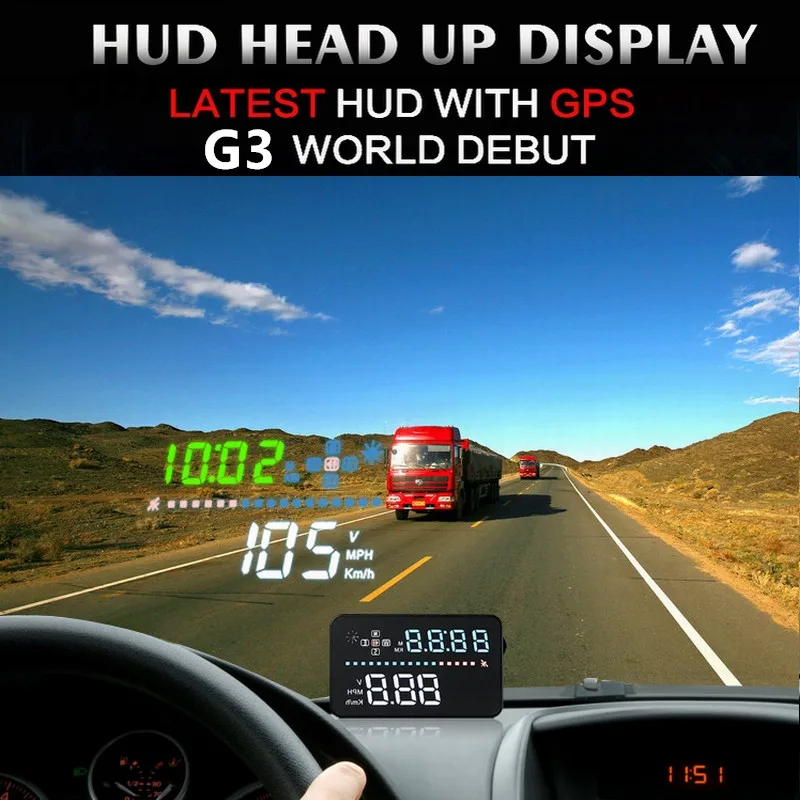 Автомобильный G3 HUD 3 5 экран GPS Спидометр OBD Head UP дисплей авто лобовое стекло