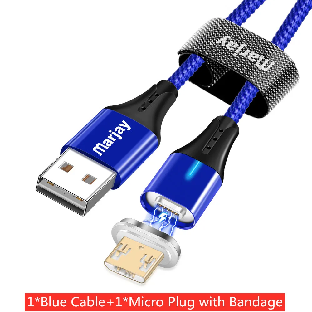 Blue For Micro Магнитный кабель Marjay 3A для быстрой зарядки и передачи данных, кабель Micro usb type-C для iPhone, samsung, Xiaomi, huawei, Магнитный зарядный кабель - Цвет: Blue For Micro